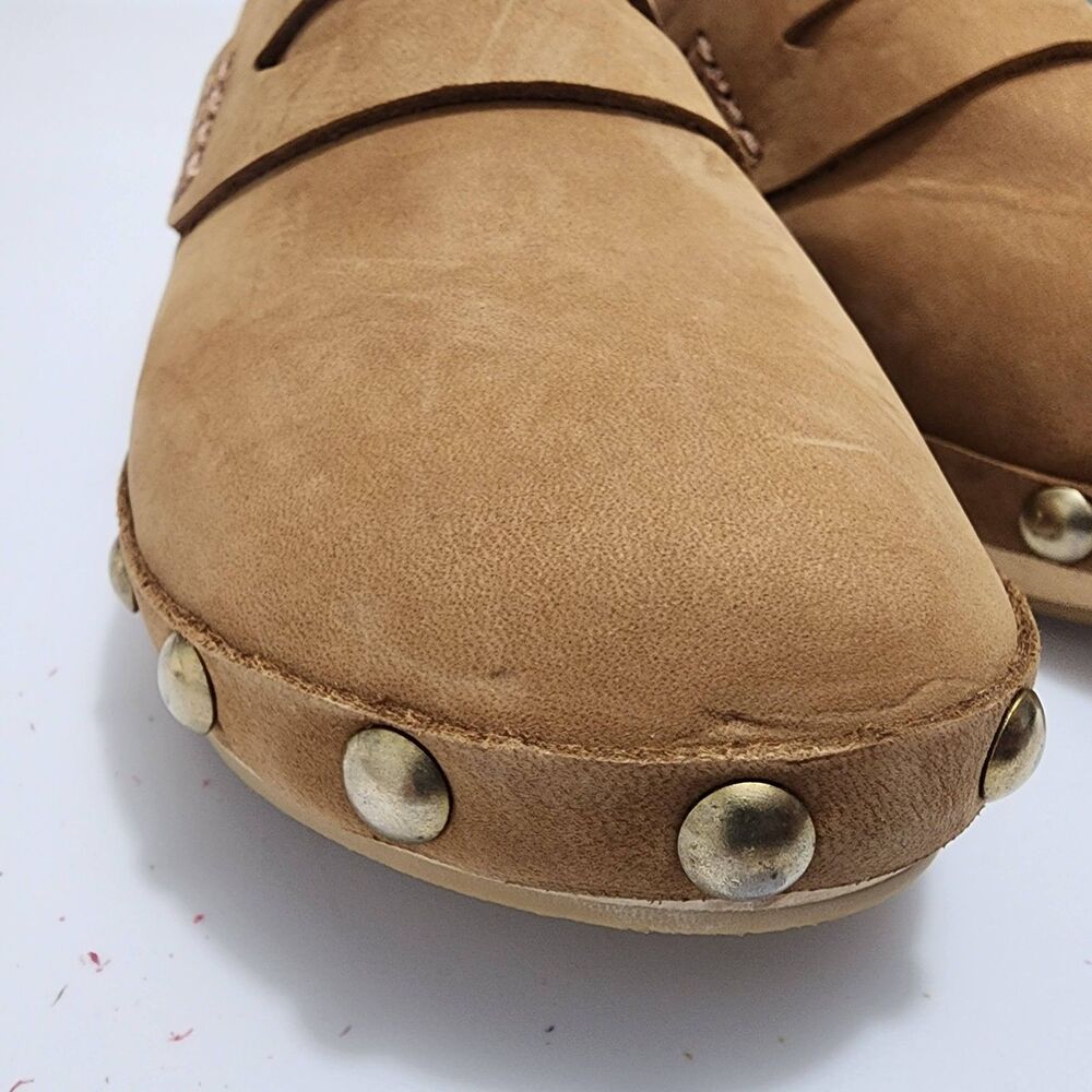 Boden Suede Penny Loafer Clogs Wooden Platform Studded Mules Womens Size 38 - Picture 4 of 11